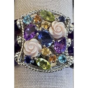 Ross Simons Sterling Silver Multi Gemstone Amethyst Bracelet 3 Strand 925